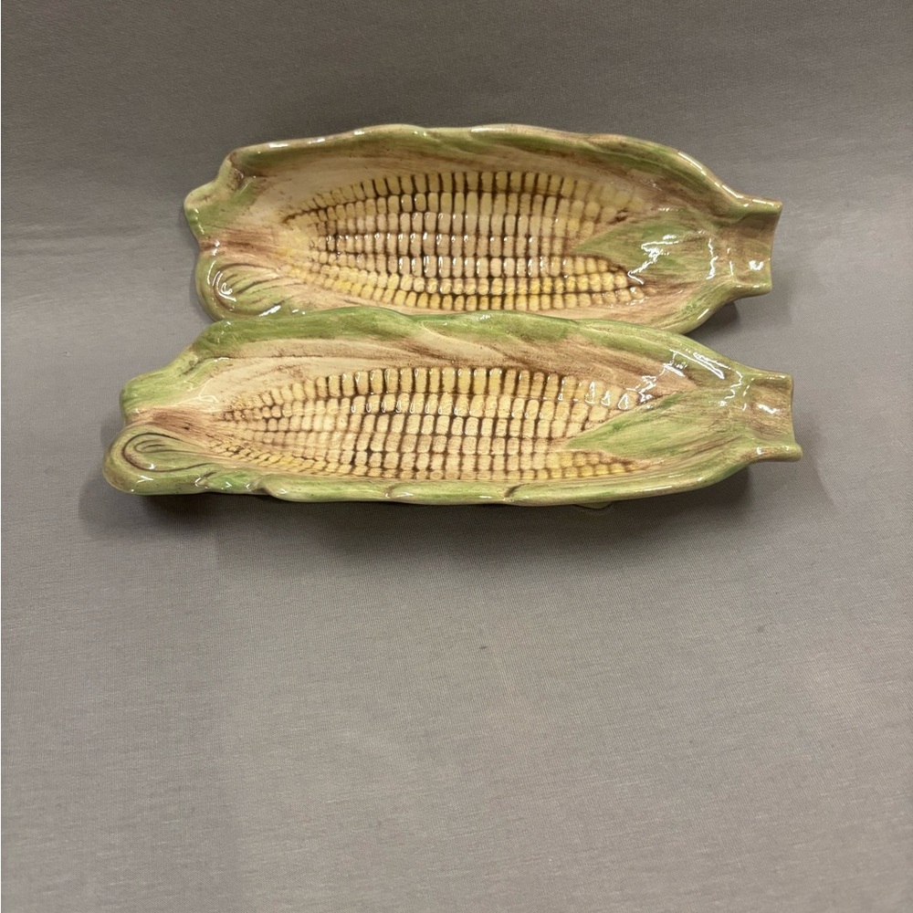 Vintage Ceramic Corn on the Cob Dishes handmade funky fun find